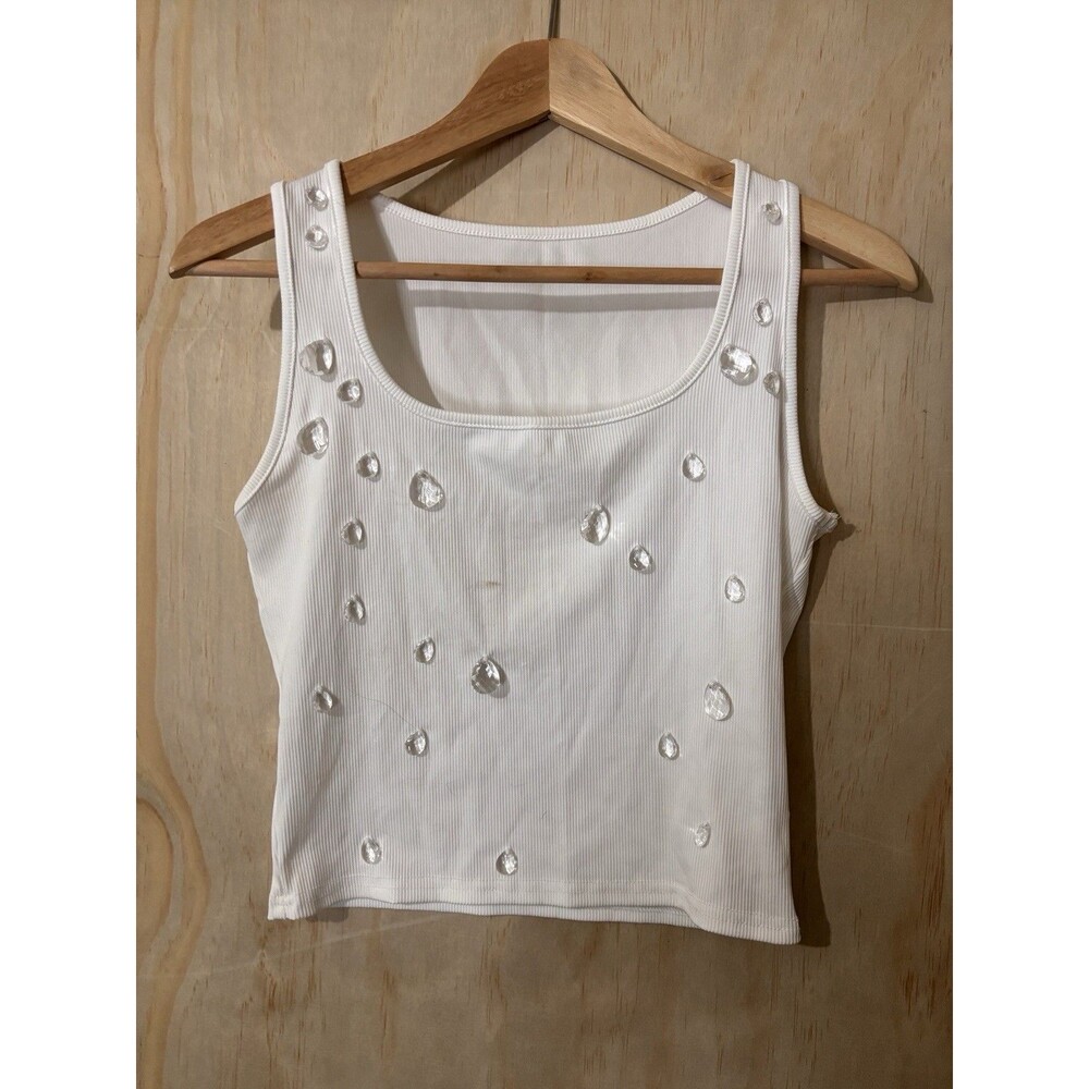 SHEIN women’s White tank top Tear Drop Medium